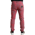 Dolce & Gabbana Red Cotton Dye Slim Fit Men Denim Jeans PAN75021-48