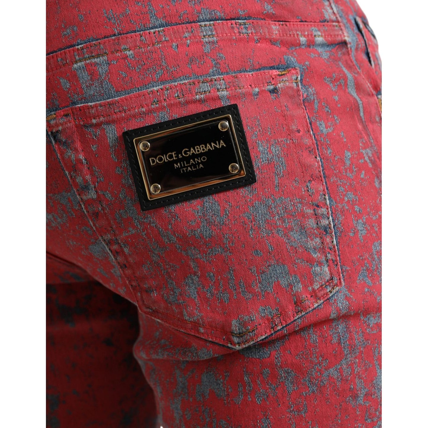 Dolce & Gabbana Red Cotton Dye Slim Fit Men Denim Jeans PAN75021-48