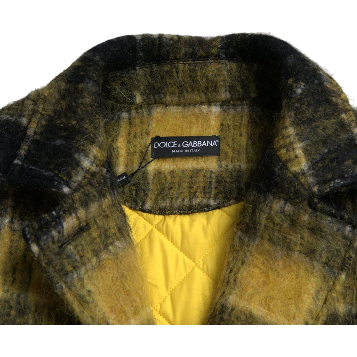 Dolce & Gabbana Yellow Plaid Long Sleeve Casual Coat Jacket JKT3693-40