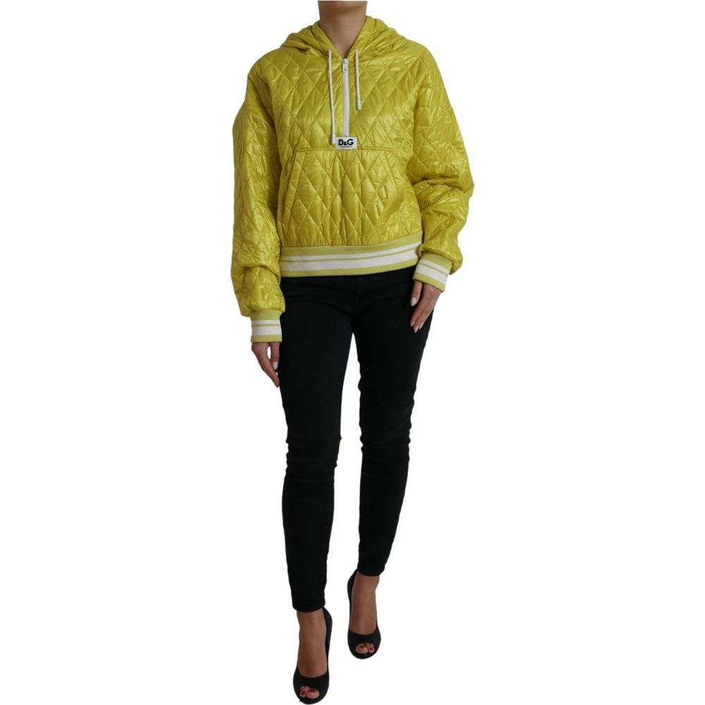 Dolce & Gabbana Yellow Nylon Quilted Hooded Pullover Jacket JKT3734-40