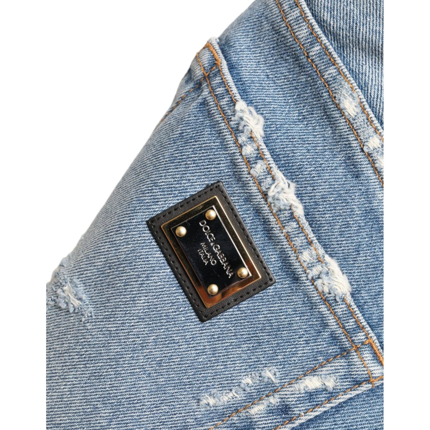 Dolce & Gabbana Blue Tattered Embellished Bermuda Shorts PAN74919-40