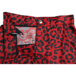 Dolce & Gabbana Red Leopard Print Cotton High Waist Mini Skirt SKI1969-40
