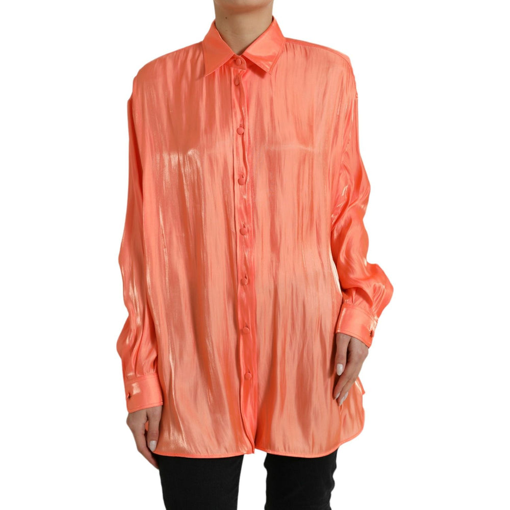 Dolce & Gabbana Peach Long Sleeve Button Down Blouse Top TSH84224-48
