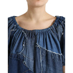 Dolce & Gabbana Blue Patchwork Short Sleeves Denim Blouse Top TSH84269-40