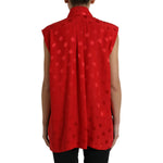 Dolce & Gabbana Red Polka Dot Sleeveless Collared Blouse Top TSH84294-40
