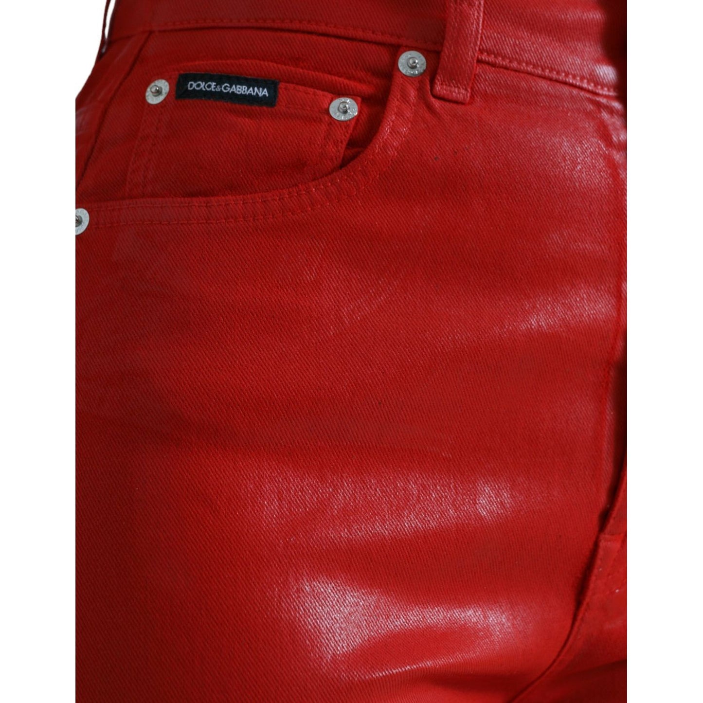 Dolce & Gabbana Red Cotton High Waist Skinny Denim Jeans PAN75009-40