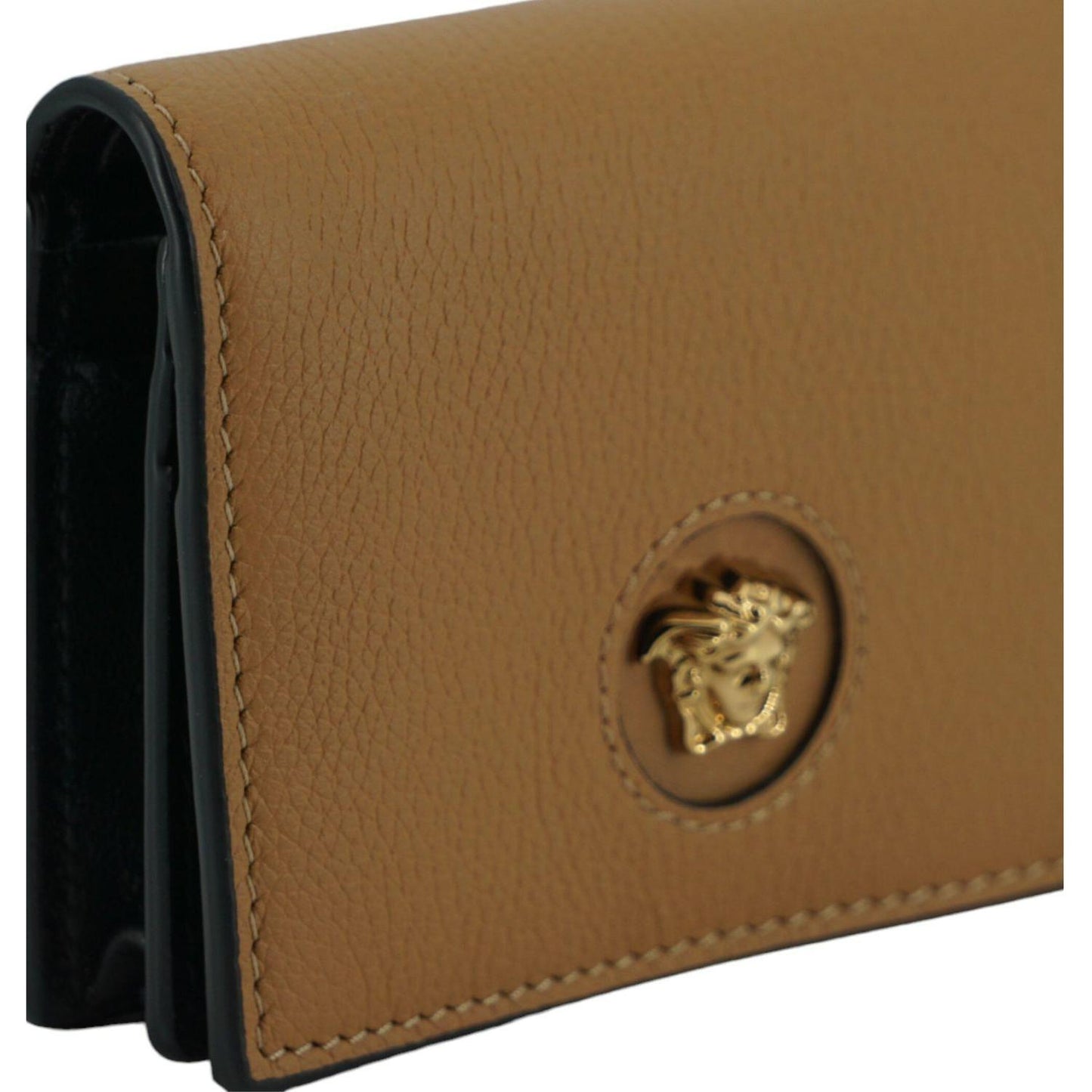 Versace Elegant Compact Leather Wallet in Brown 8054712459283