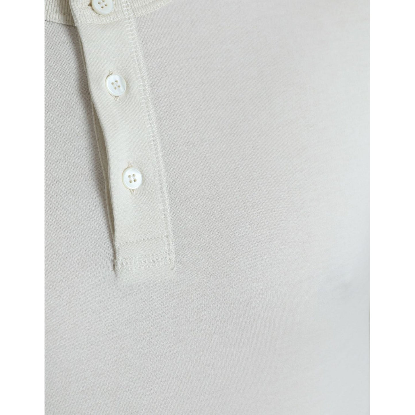 Dolce & Gabbana Off White Cotton Henley Pullover Sweater TSH84608-52