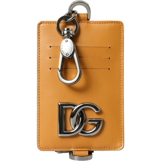 Dolce & Gabbana Orange Calf Leather Credit Card Holder Clip On Wallet