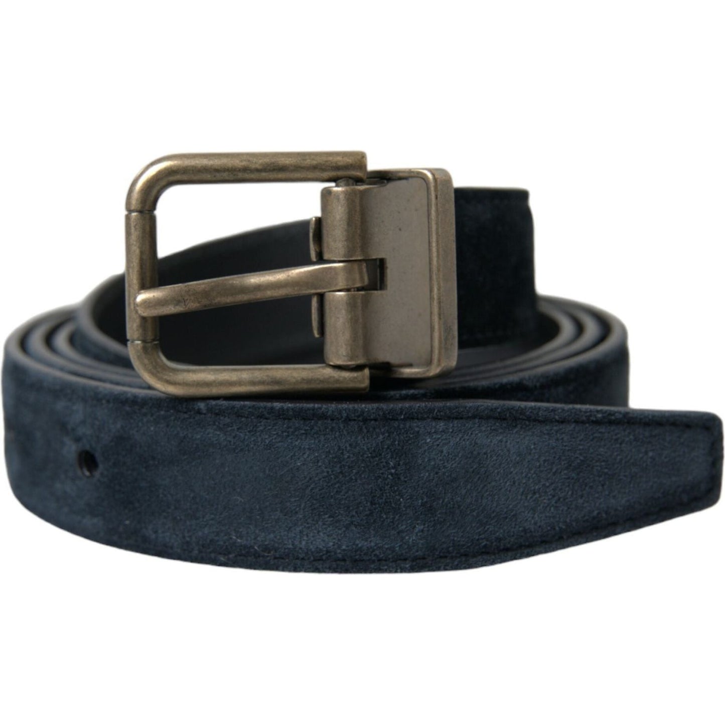 Dolce & Gabbana Blue Suede Leather Gold Metal Buckle Belt BEL9125-105