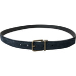 Dolce & Gabbana Blue Suede Leather Gold Metal Buckle Belt BEL9125-105
