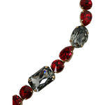 Dolce & Gabbana Red Leather Crystal Chain Waist Belt WMB349-S