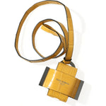Dolce & Gabbana Yellow Crocodile Leather Logo Print Lanyard Keychain SMY101330