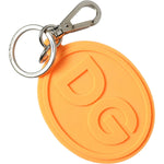 Dolce & Gabbana Orange Rubber DG Logo Silver Brass Metal Keyring Keychain SMY101357