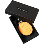 Dolce & Gabbana Orange Rubber DG Logo Silver Brass Metal Keyring Keychain SMY101357