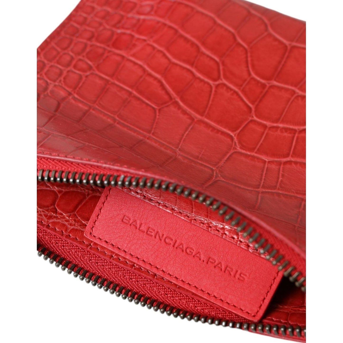 Balenciaga Red Exotic Skin Leather Classic Pouch Purse Wristlet Bag BAG1165