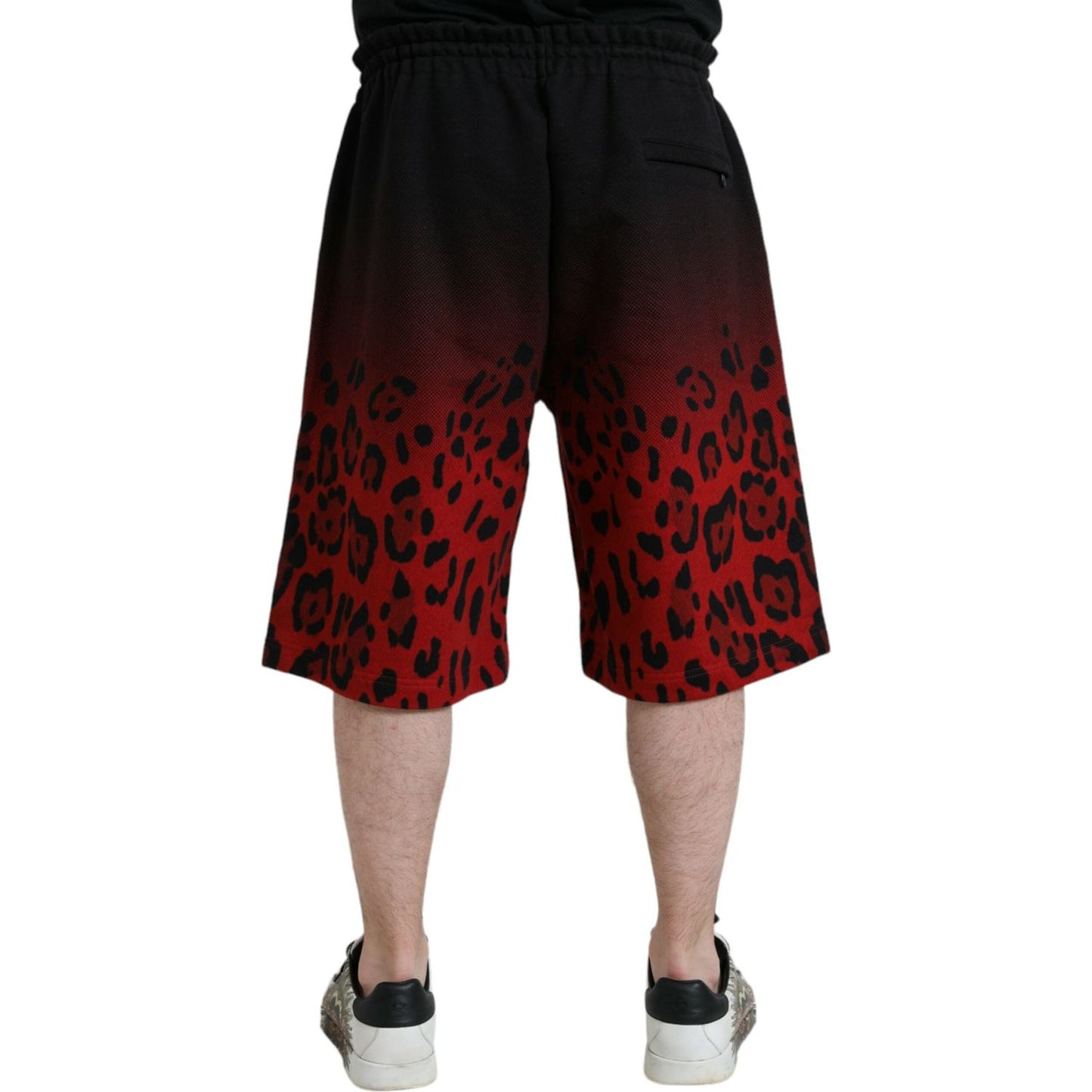 Dolce & Gabbana Red Leopard Print Cotton Bermuda Shorts PAN75020-54