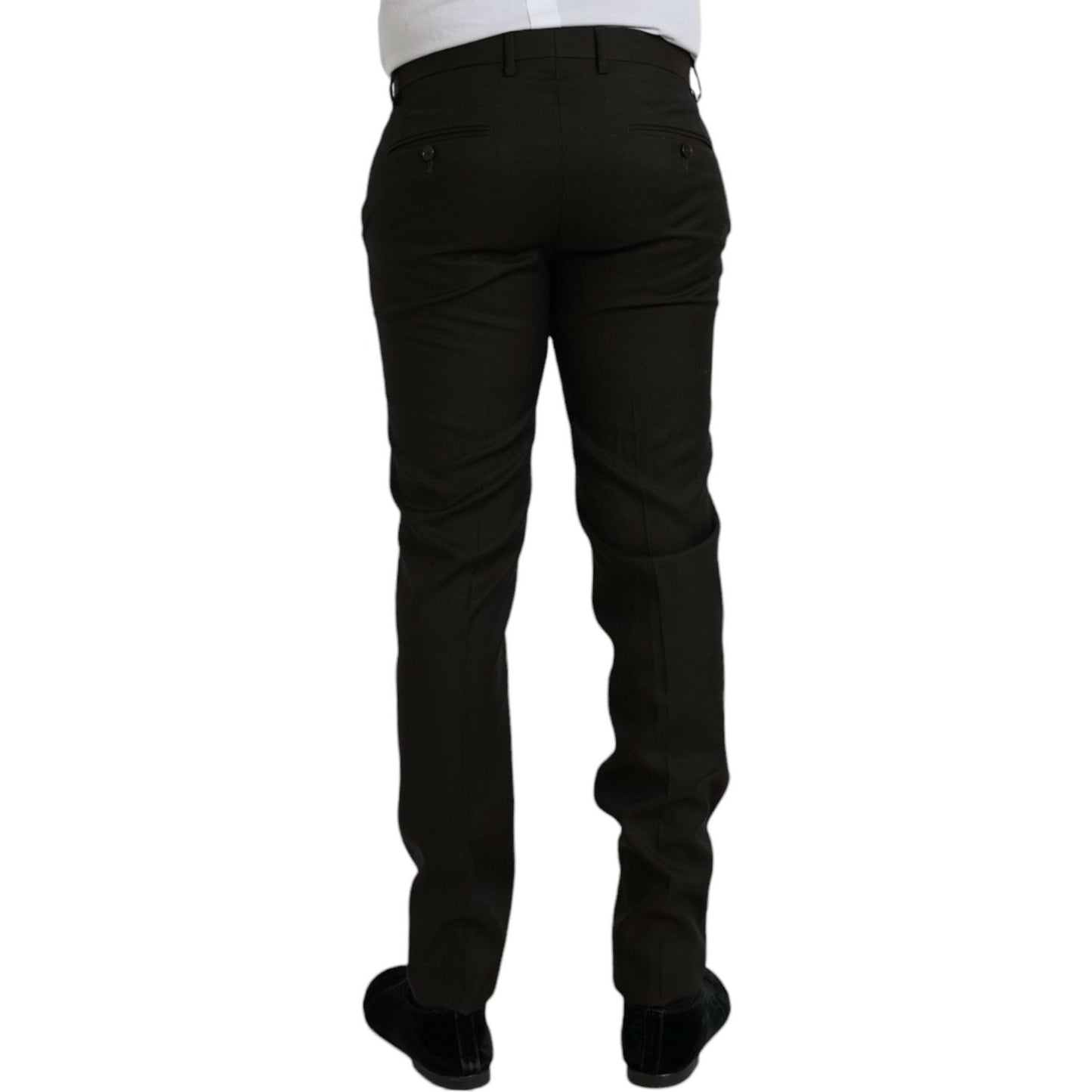 Dolce & Gabbana Dark Brown Wool Slim Fit Formal Pants PAN75302-48