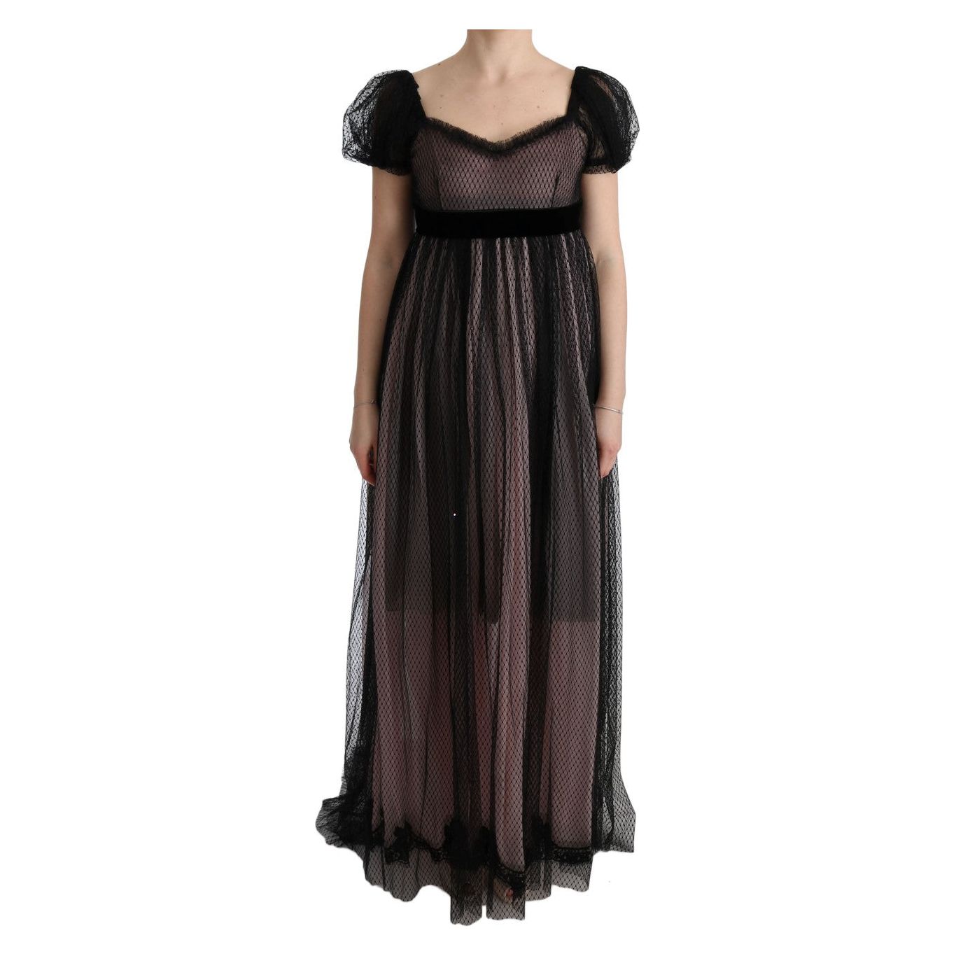 Dolce & Gabbana Black Pink Silk Long Shift Dress SIG60594-1