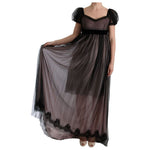 Dolce & Gabbana Black Pink Silk Long Shift Dress SIG60594-1