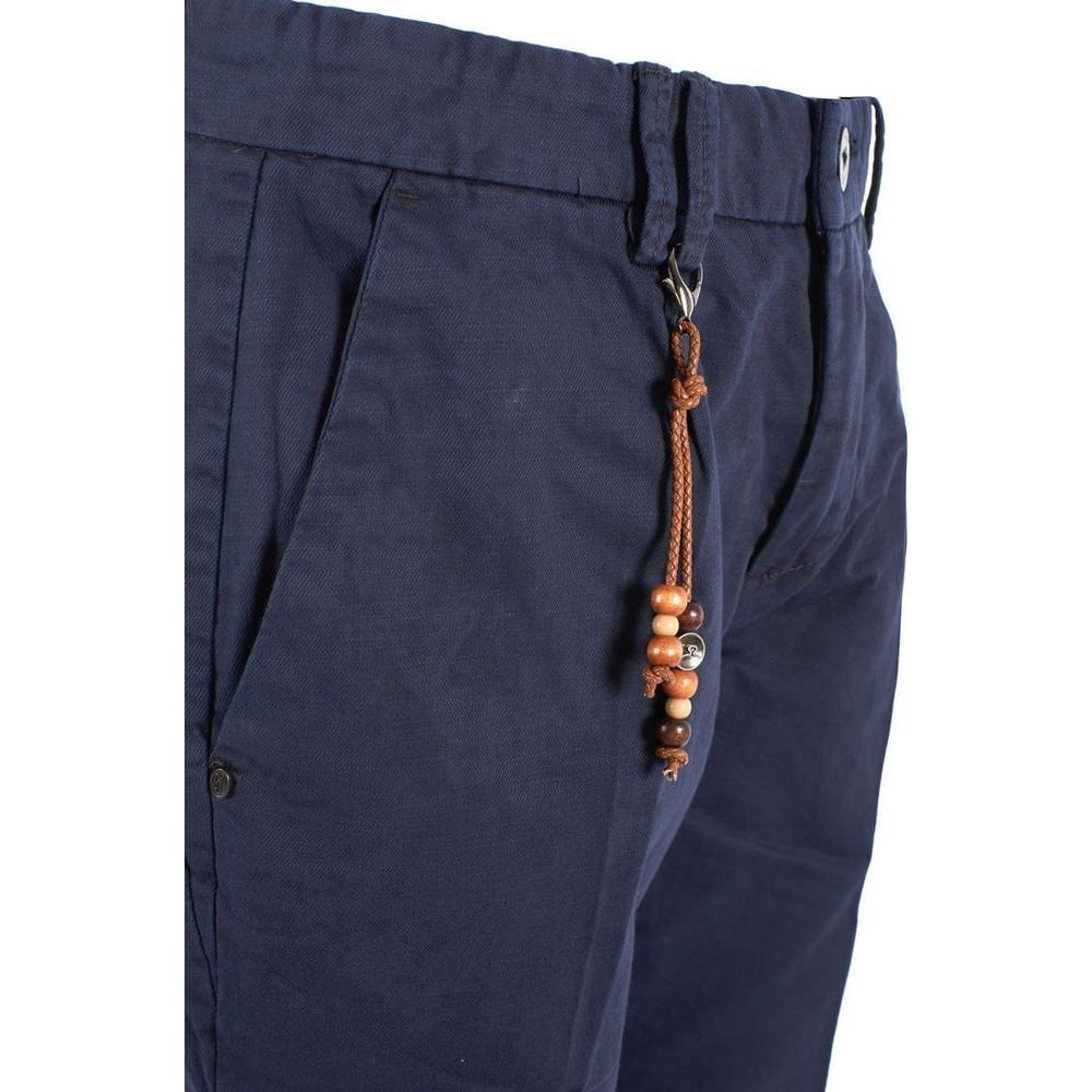 Yes Zee Chic Blue Cotton Blend Bermuda Shorts YE-12213-W30