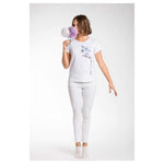 A.Tratti Elegant White Stretch Viscose Tee AT-11744-S