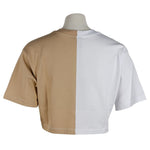 Comme Des Fuckdown Beige Couture Logo Tee with Two-Tone Print CO-9949-XS