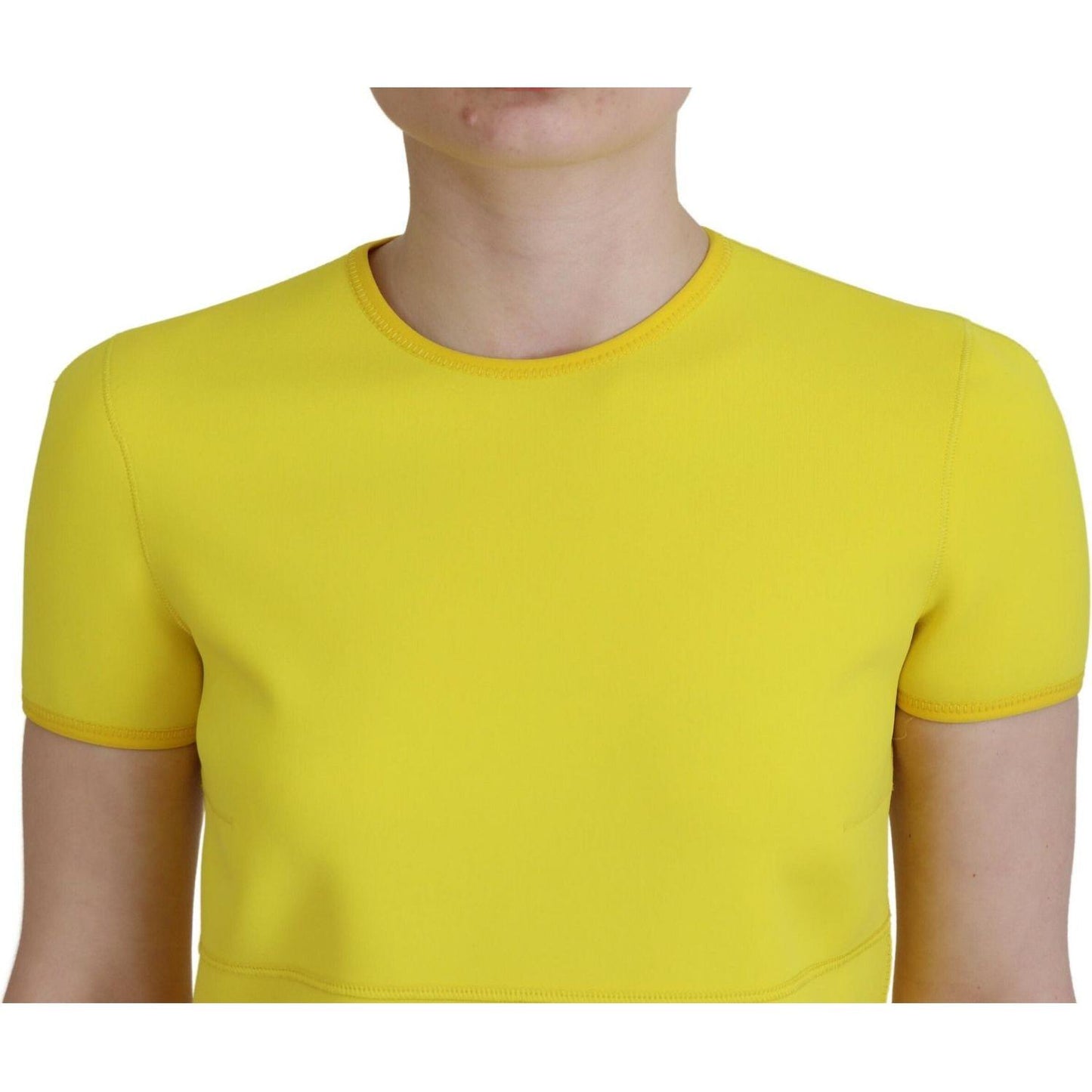 Dsquared² Yellow Nylon Short Sleeves Round Neck Mini Dress TSH83423-38