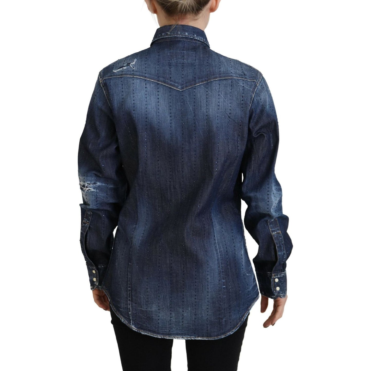 Dsquared² Blue Washed Cotton Button Down Collared Denim Top TSH83434-38