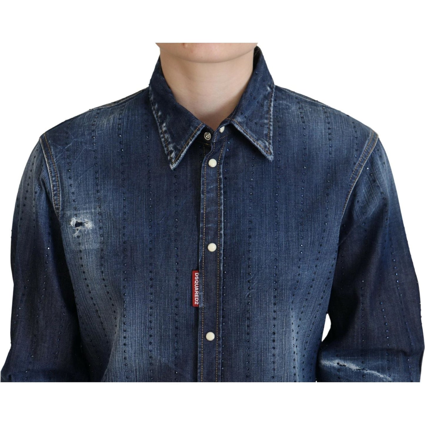 Dsquared² Blue Washed Cotton Button Down Collared Denim Top TSH83434-38