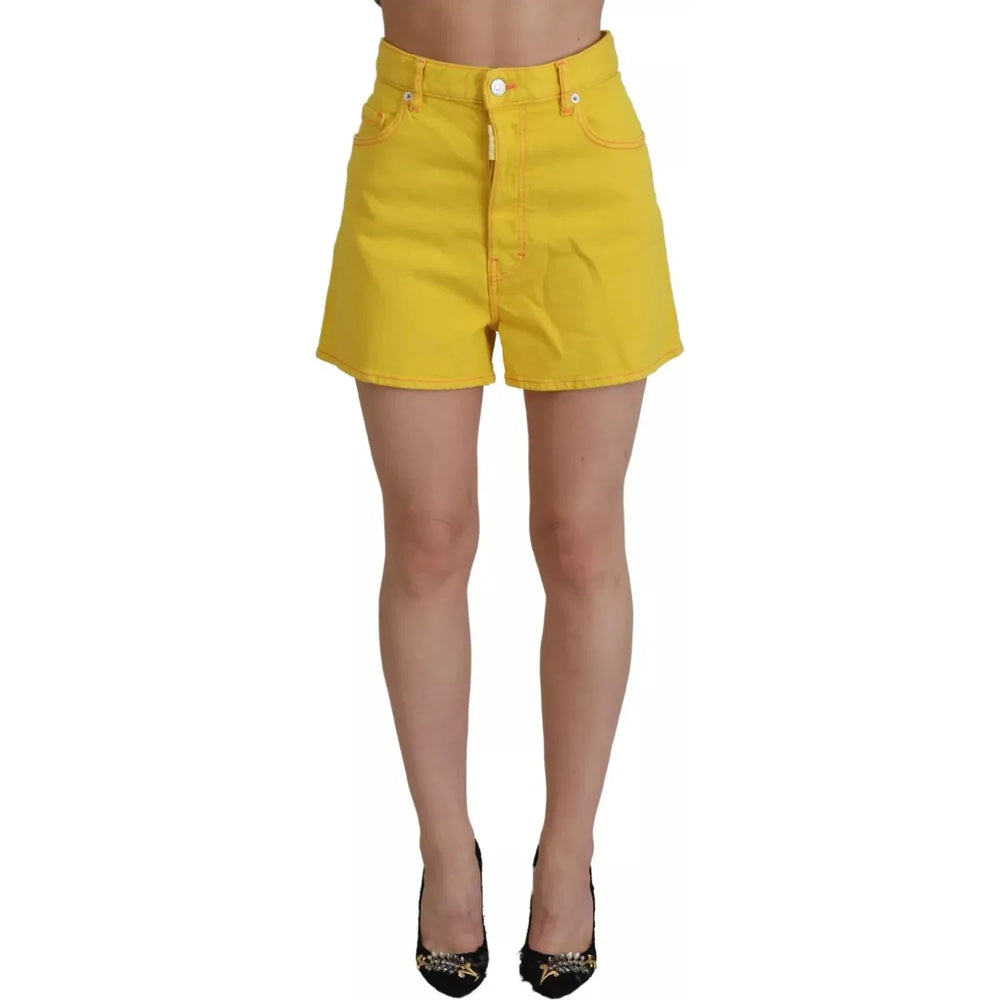 Dsquared² Yellow Cotton High Waist Baggy Women Hotpants Shorts PAN74530-38