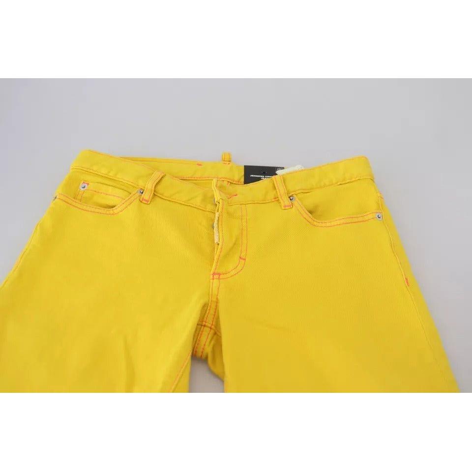 Dsquared² Yellow Cotton Low Waist Cropped Jennifer Denim Jeans PAN74512-38