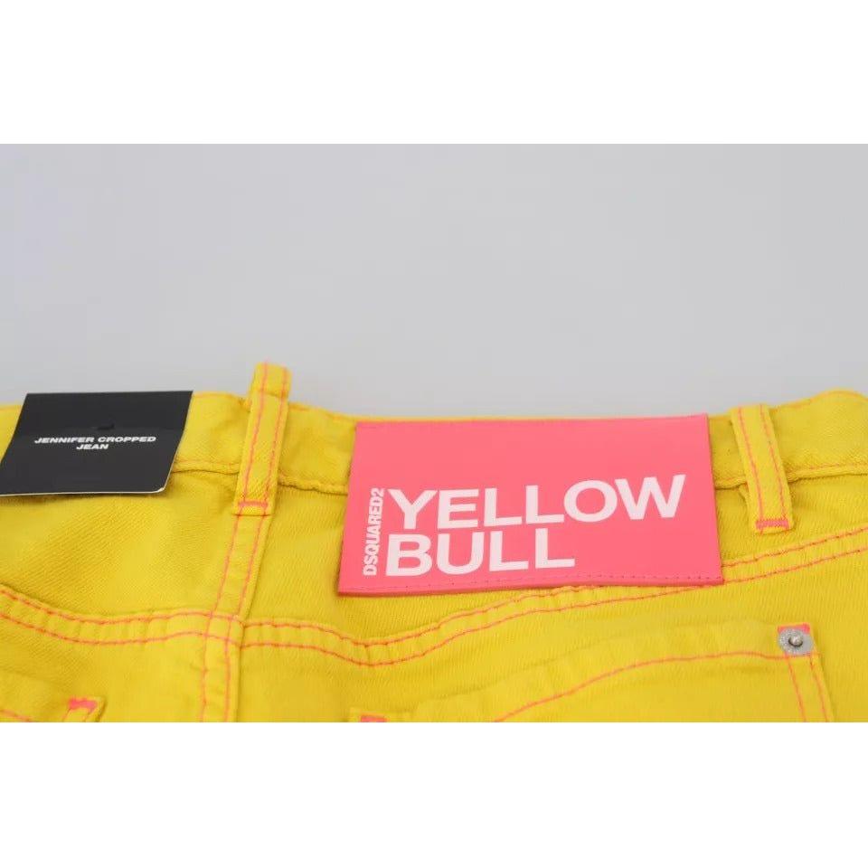 Dsquared² Yellow Cotton Low Waist Cropped Jennifer Denim Jeans PAN74512-38