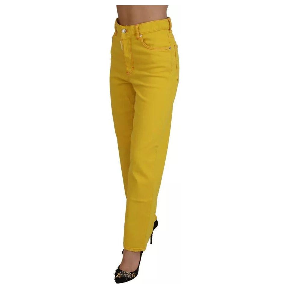 Dsquared² Yellow Cotton High Waist Straight Denim Boston Jeans PAN74506-38