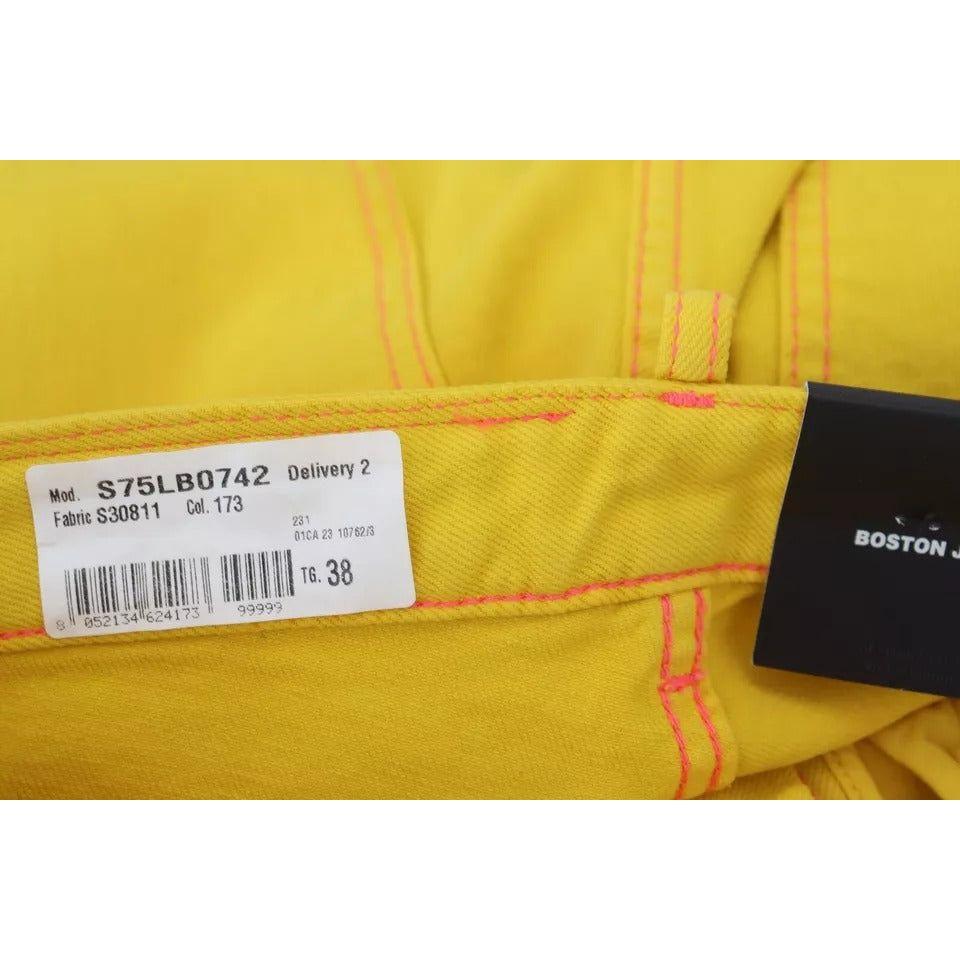 Dsquared² Yellow Cotton High Waist Straight Denim Boston Jeans PAN74506-38