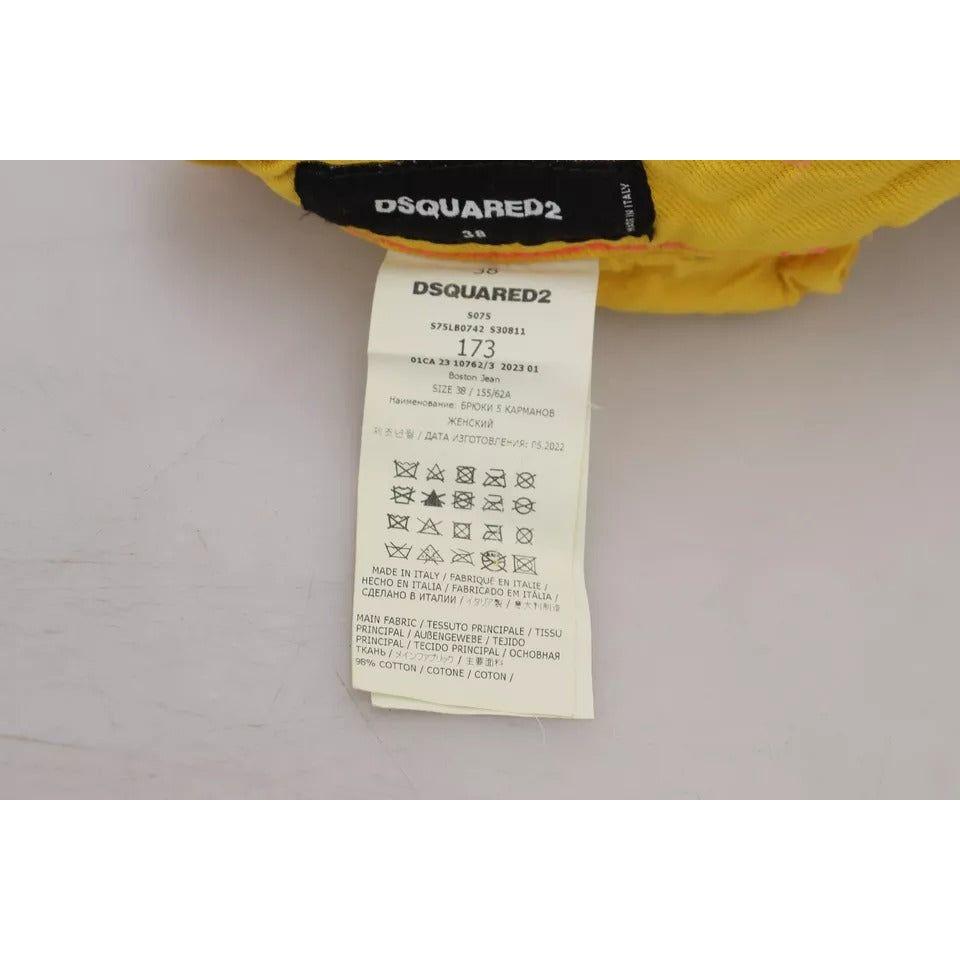 Dsquared² Yellow Cotton High Waist Straight Denim Boston Jeans PAN74506-38