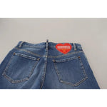Dsquared² Blue Distressed High Waist Straight Denim Jeans PAN74508-38