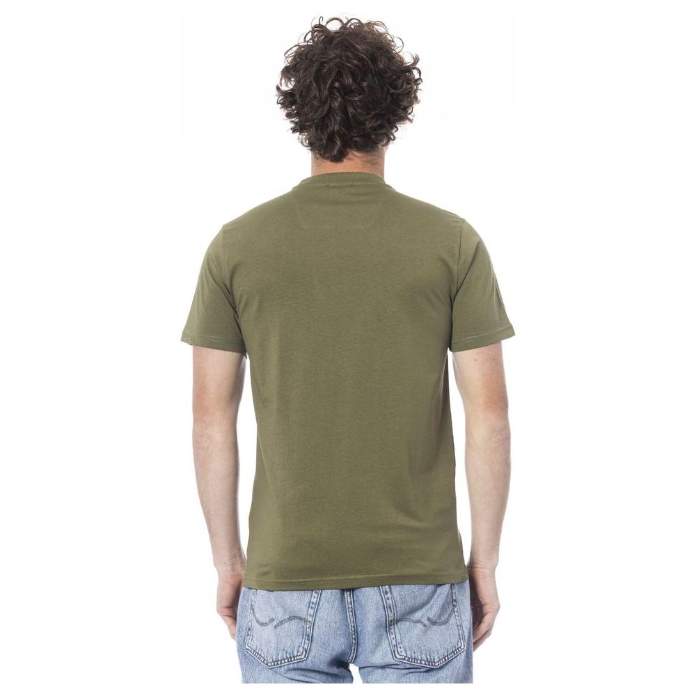 Cavalli Class Green Cotton Men T-Shirt CA-24370-L