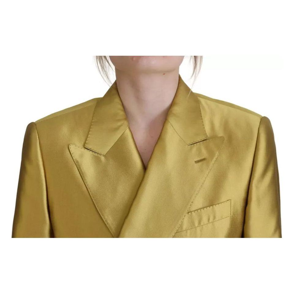 Dolce & Gabbana Gold Satin Long Sleeves Blazer Coat Jacket JKT3490-40