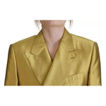 Dolce & Gabbana Gold Satin Long Sleeves Blazer Coat Jacket JKT3490-40
