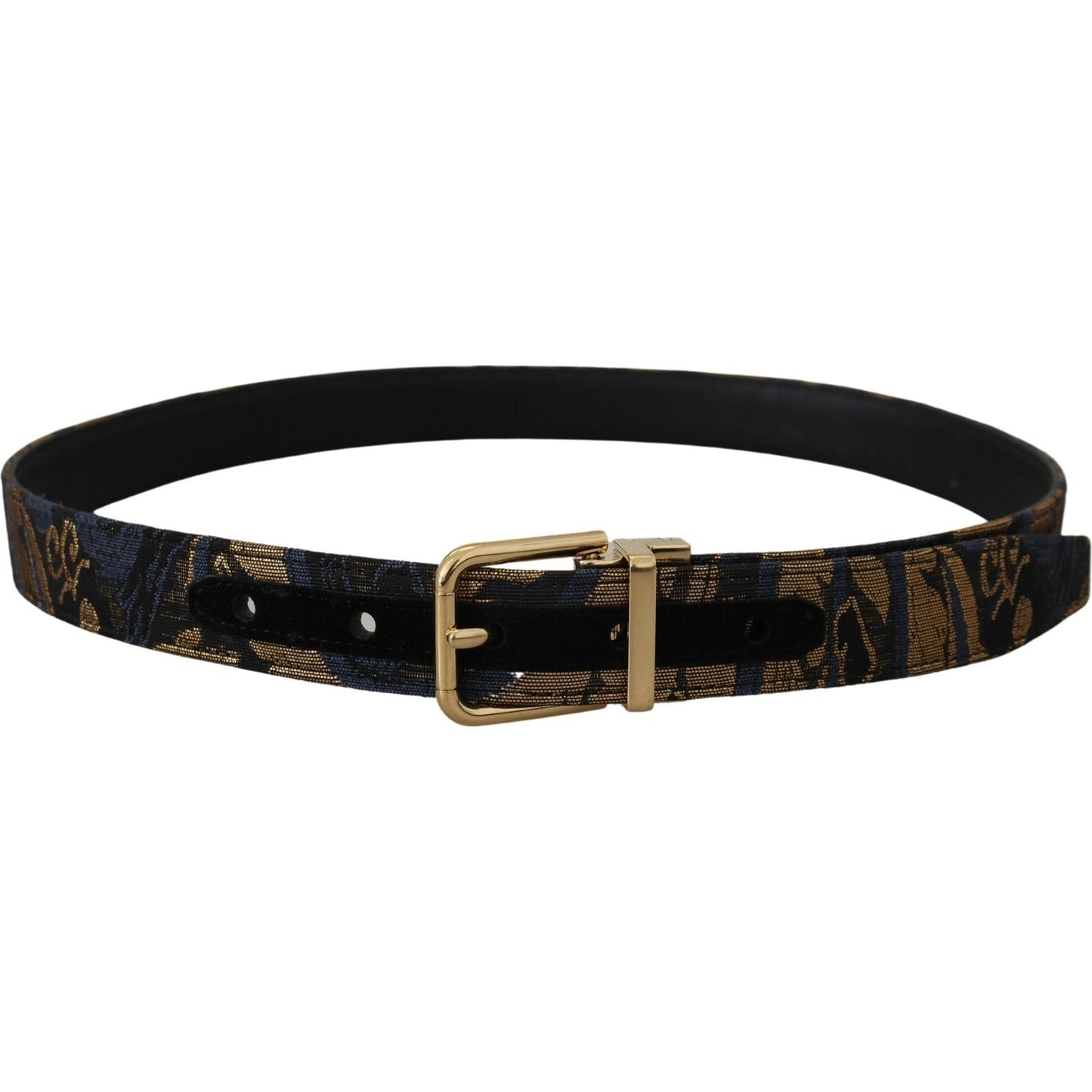 Dolce & Gabbana Multicolor Jacquard Leather Logo Buckle Belt WMB310-75
