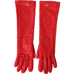 Dolce & Gabbana Red Lurex Fantasia Mid Arm Length Gloves LB30115-7.5