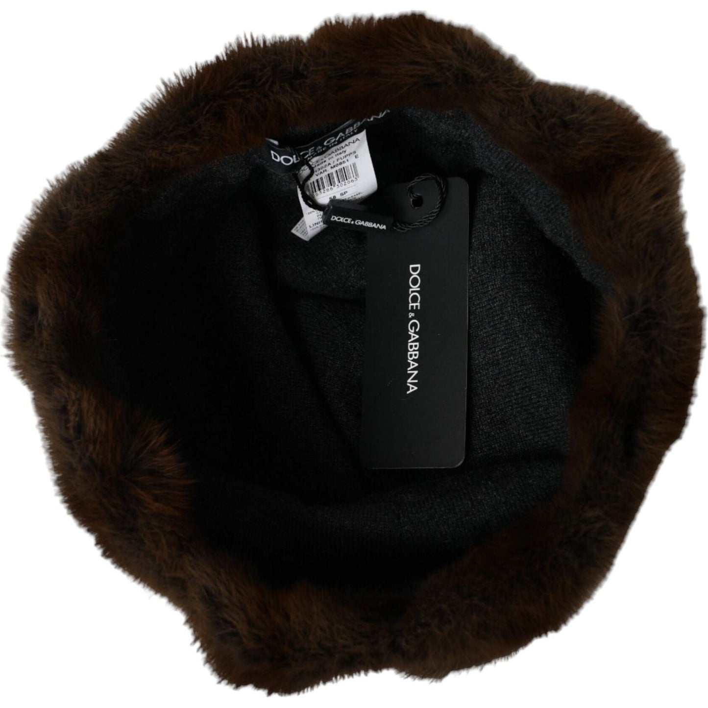 Dolce & Gabbana Brown Weasel Fur Womens Cashmere Hat Beanie HAT9562-58