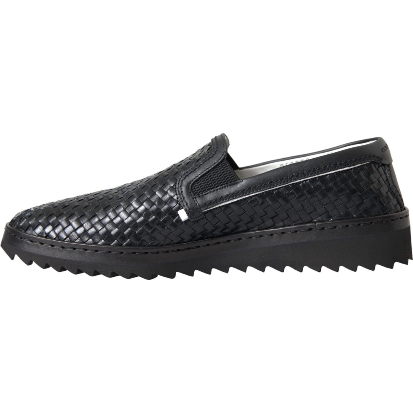 Dolce & Gabbana Black Woven Buffalo Leather Men Loafers Shoes MV5679-40