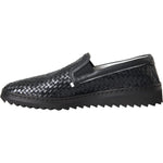 Dolce & Gabbana Black Woven Buffalo Leather Men Loafers Shoes MV5679-40
