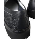 Dolce & Gabbana Black Woven Buffalo Leather Men Loafers Shoes MV5679-40