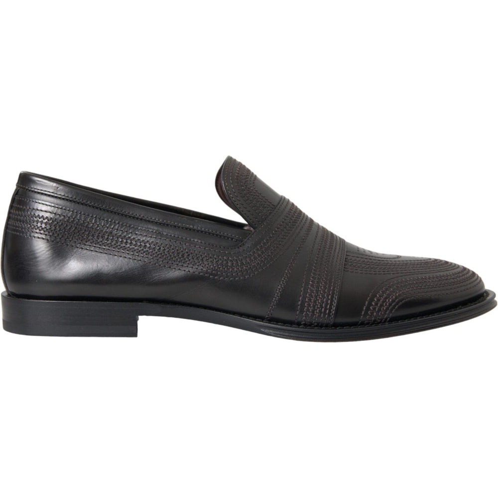 Dolce & Gabbana Black Brown Leather Loafer Men Dress Shoes MV5678-39
