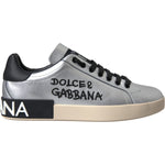 Dolce & Gabbana Silver Portofino Calf Leather Sneakers Men Shoes MV5697-40