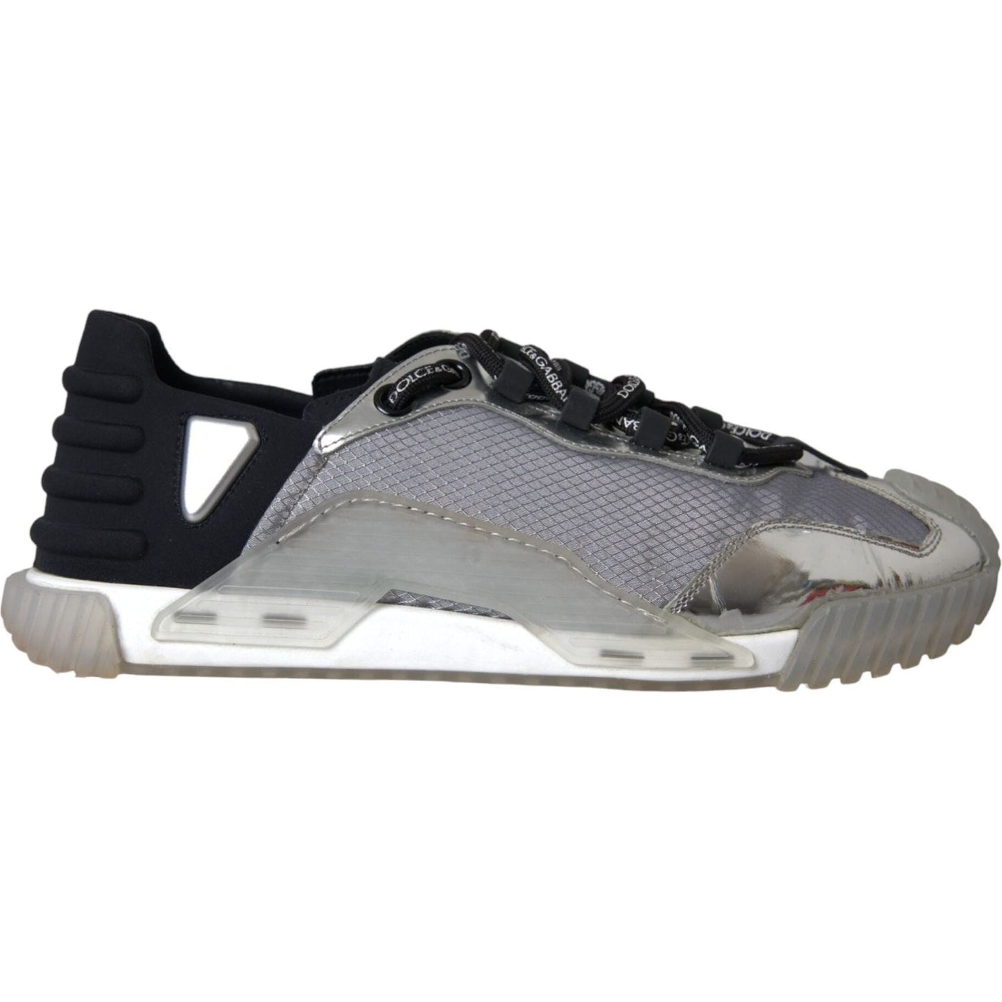 Dolce & Gabbana Silver Black Nylon NS1 Low Top Sneakers Men Shoes MV5754-41.5