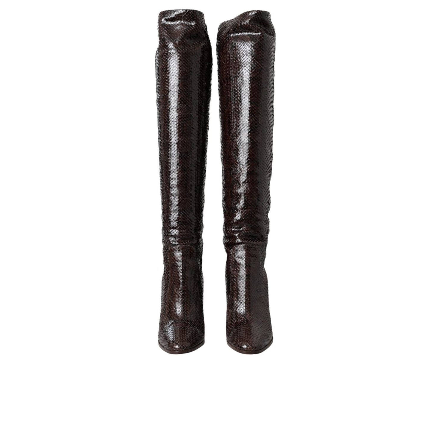 Dolce & Gabbana Brown Exotic Leather Heels High Boots Shoes LA11141-35